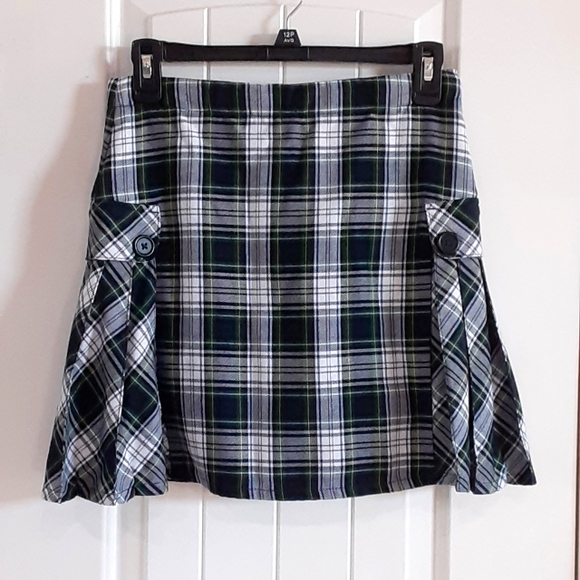 Lands' End, Tartan, Pleated Rayon Blend Skort, Girls Size 12 - Picture 1 of 12